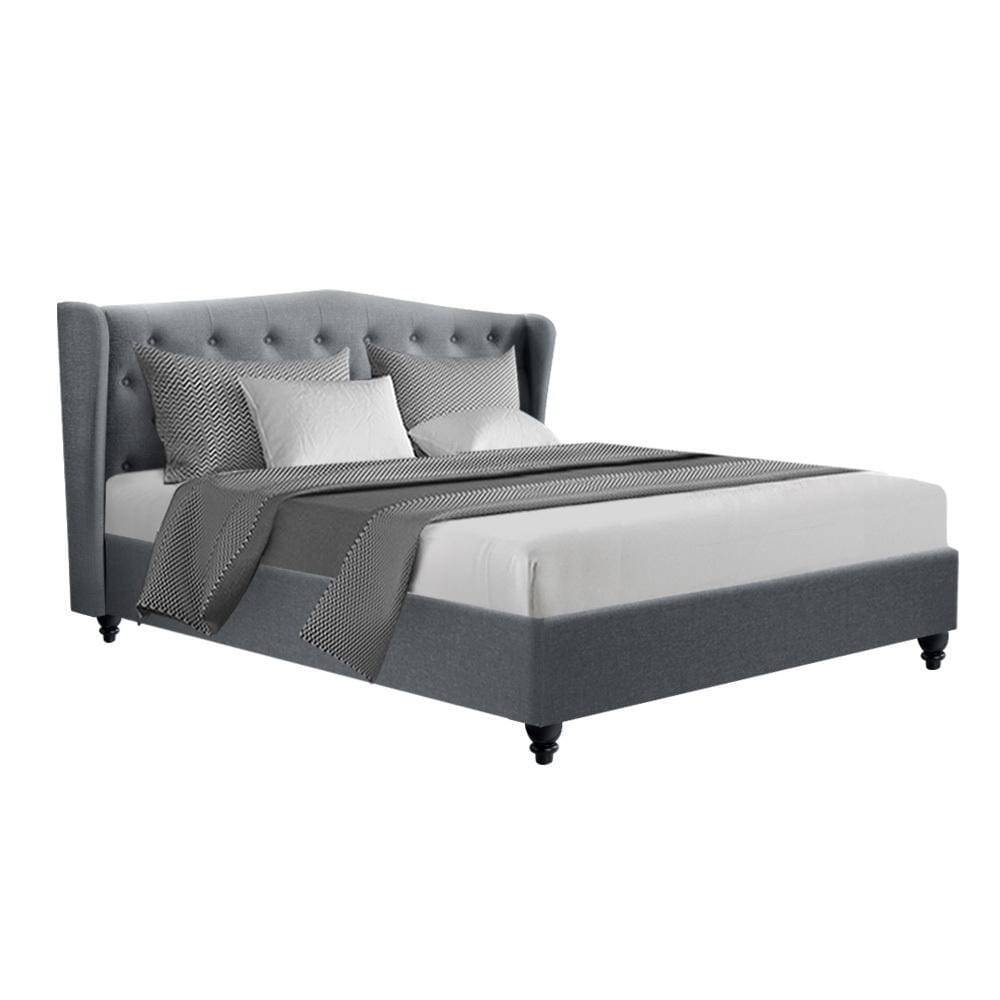 Artiss Pier Bed Frame Fabric - Grey King - Newstart Furniture