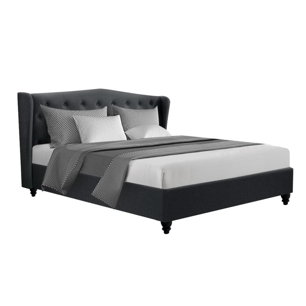 Artiss Pier Bed Frame Fabric - Charcoal King - Newstart Furniture