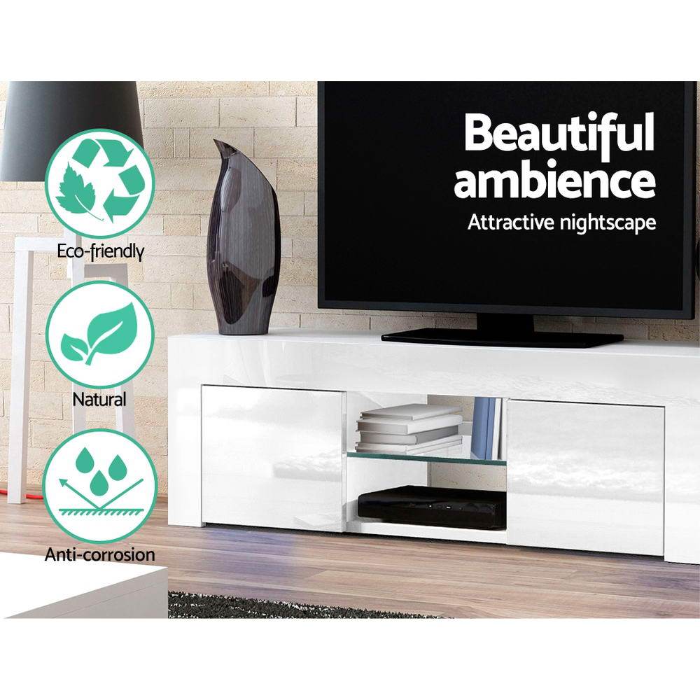 Artiss Tv Entertainment Unit High Gloss White 130cm - Newstart Furniture