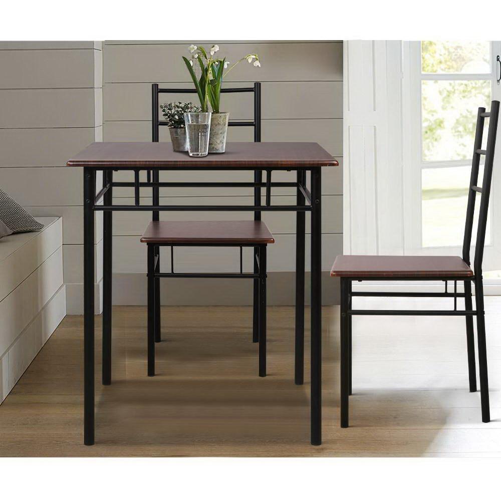 Machal 3 piece dining Table and Chairs Walnut & Black - Newstart Furniture