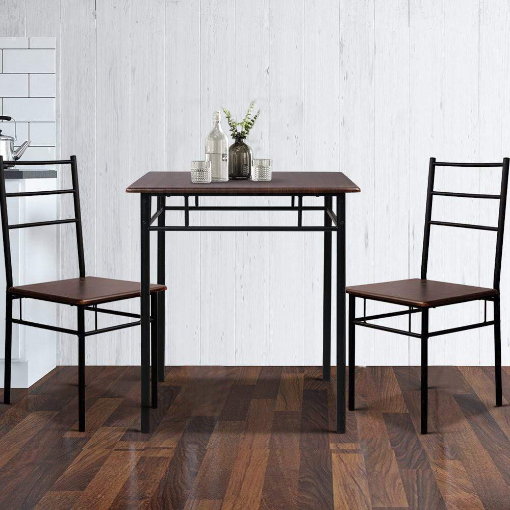 Machal 3 piece dining Table and Chairs Walnut & Black - Newstart Furniture