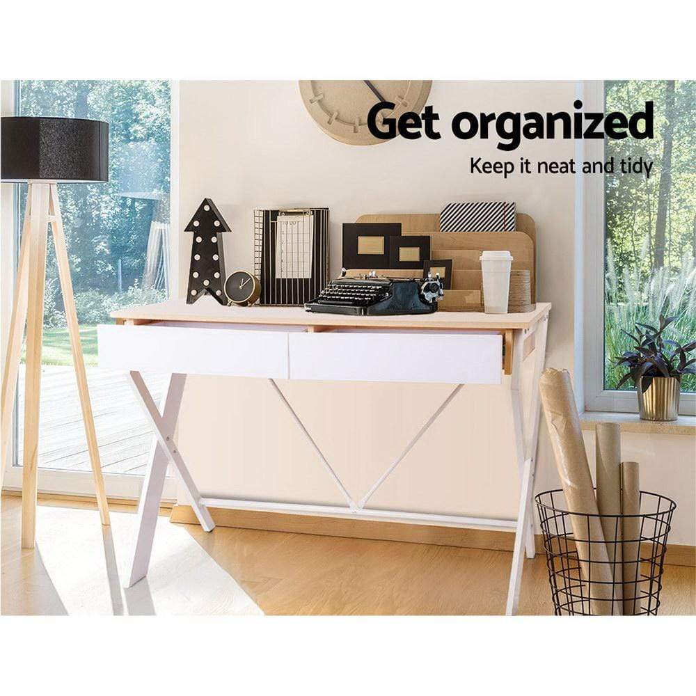 Xaxa Computer Desk White Oak Top - Newstart Furniture