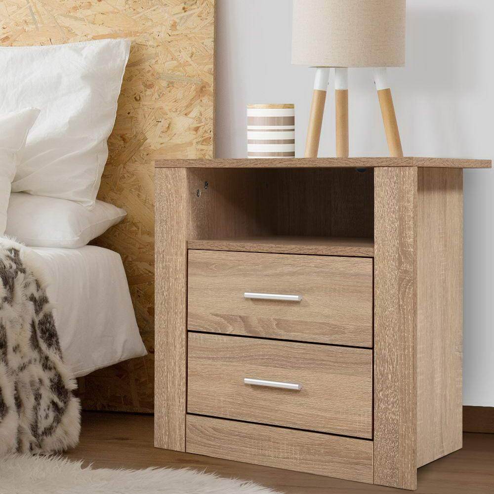 Artiss Bedside Table Oak - Newstart Furniture