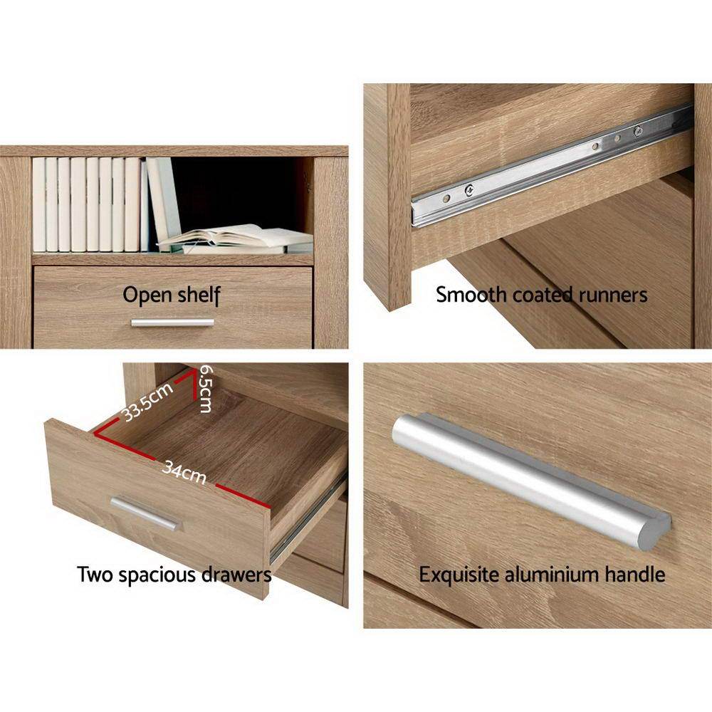 Artiss Bedside Table Oak - Newstart Furniture