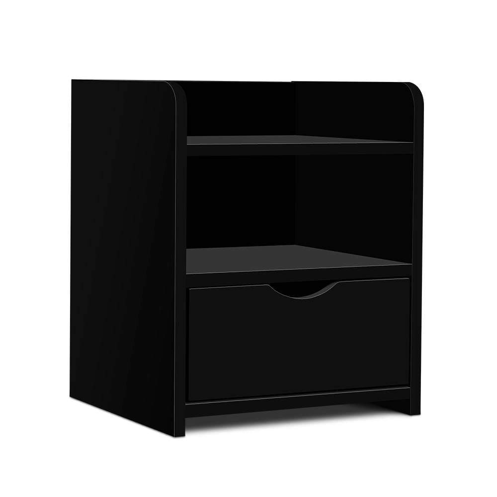Artiss Bedside Table Drawer Black - Newstart Furniture