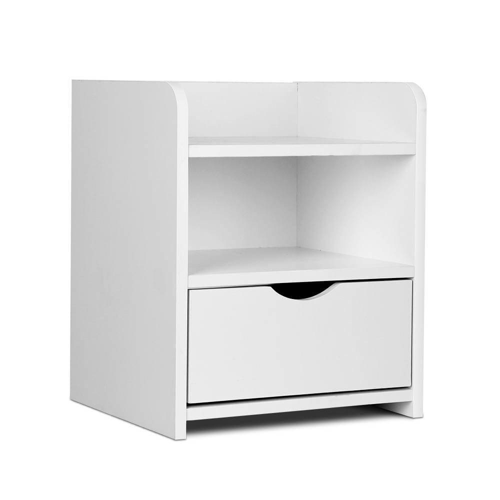Artiss Bedside Table Drawer White - Newstart Furniture