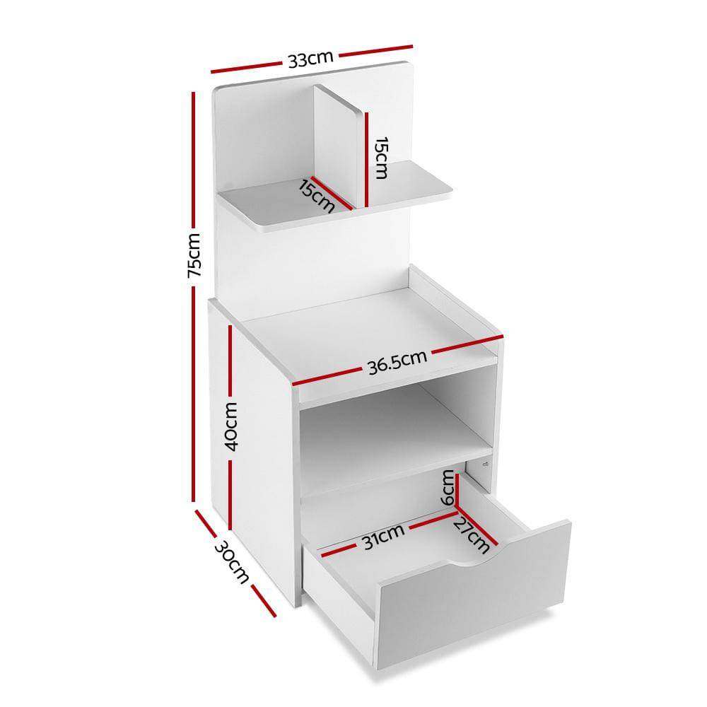 Evermore Bedside Table with Shelf White - Newstart Furniture