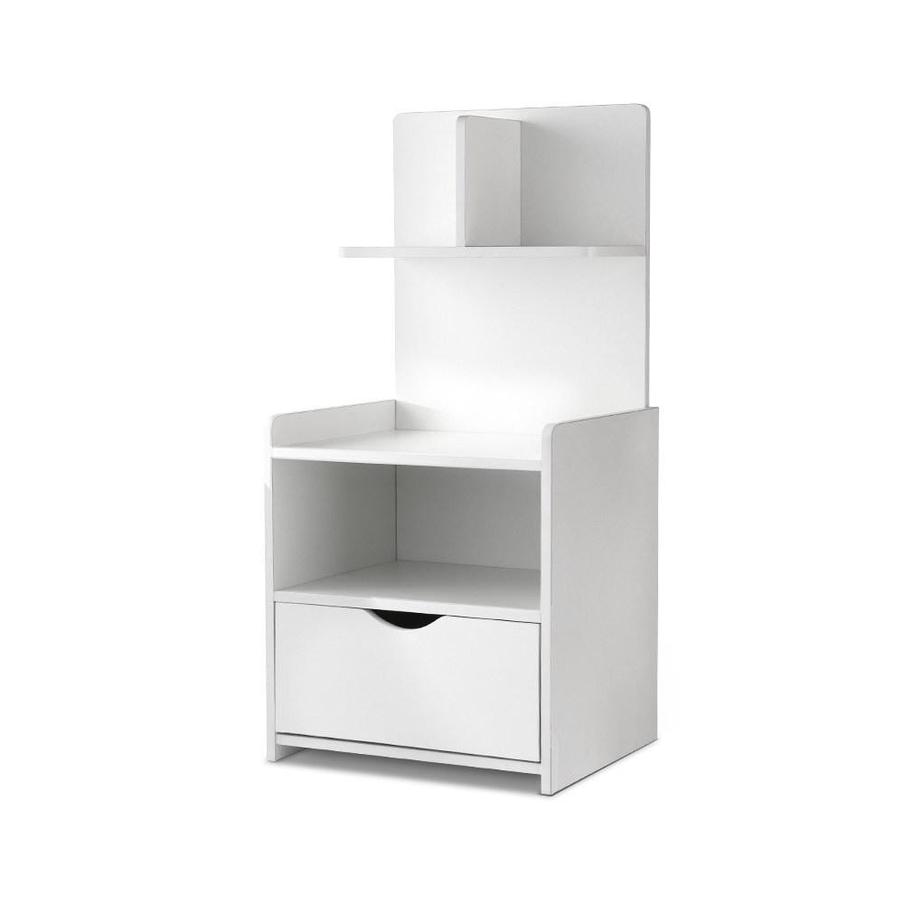 Evermore Bedside Table with Shelf White - Newstart Furniture