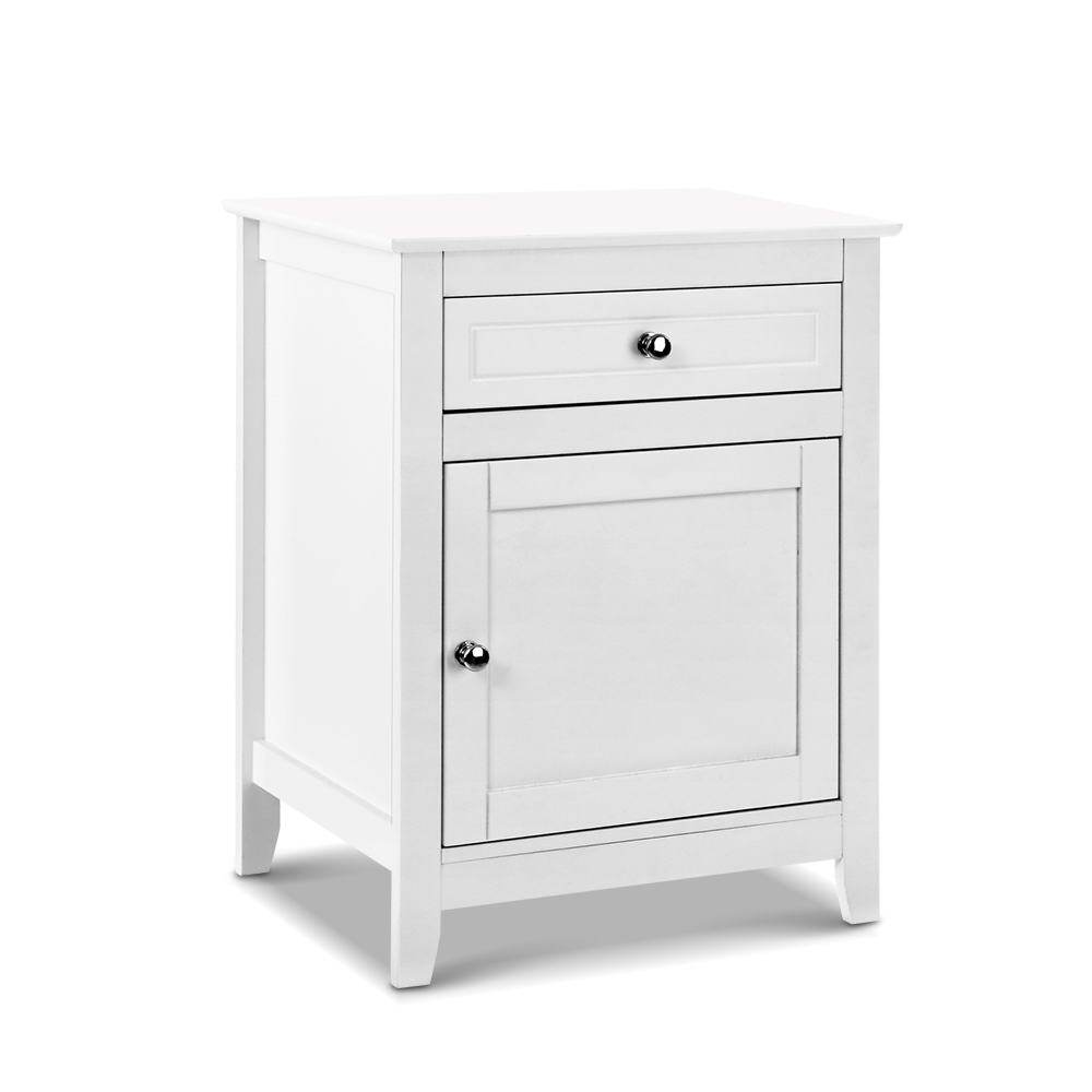 Gustav Bedside Table Storage Cabinet White - Newstart Furniture