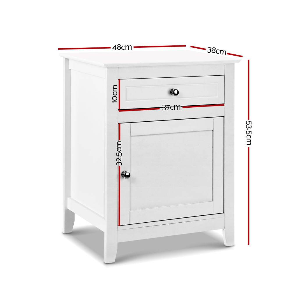 Gustav Bedside Table Storage Cabinet White - Newstart Furniture