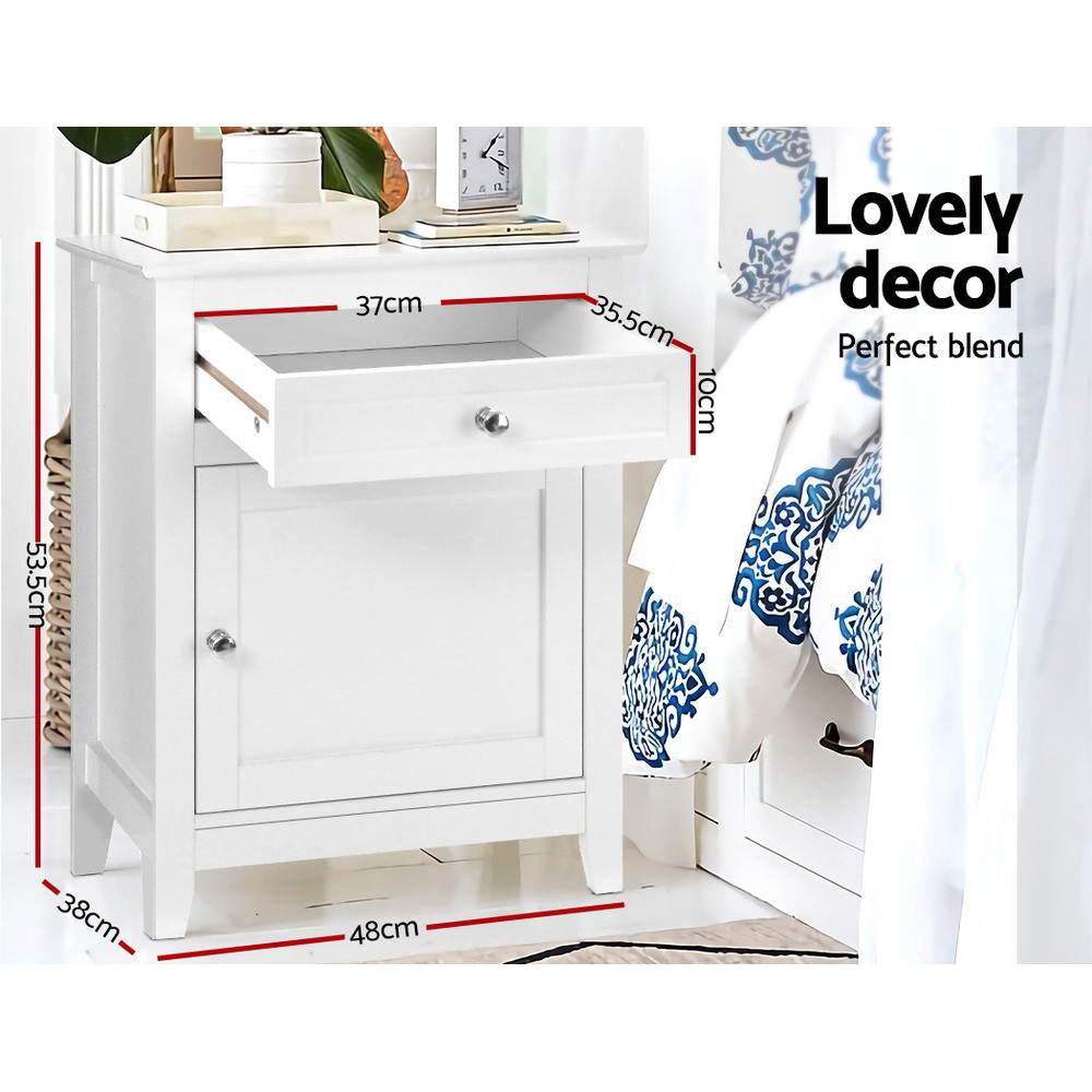 Gustav Bedside Table Storage Cabinet White - Newstart Furniture