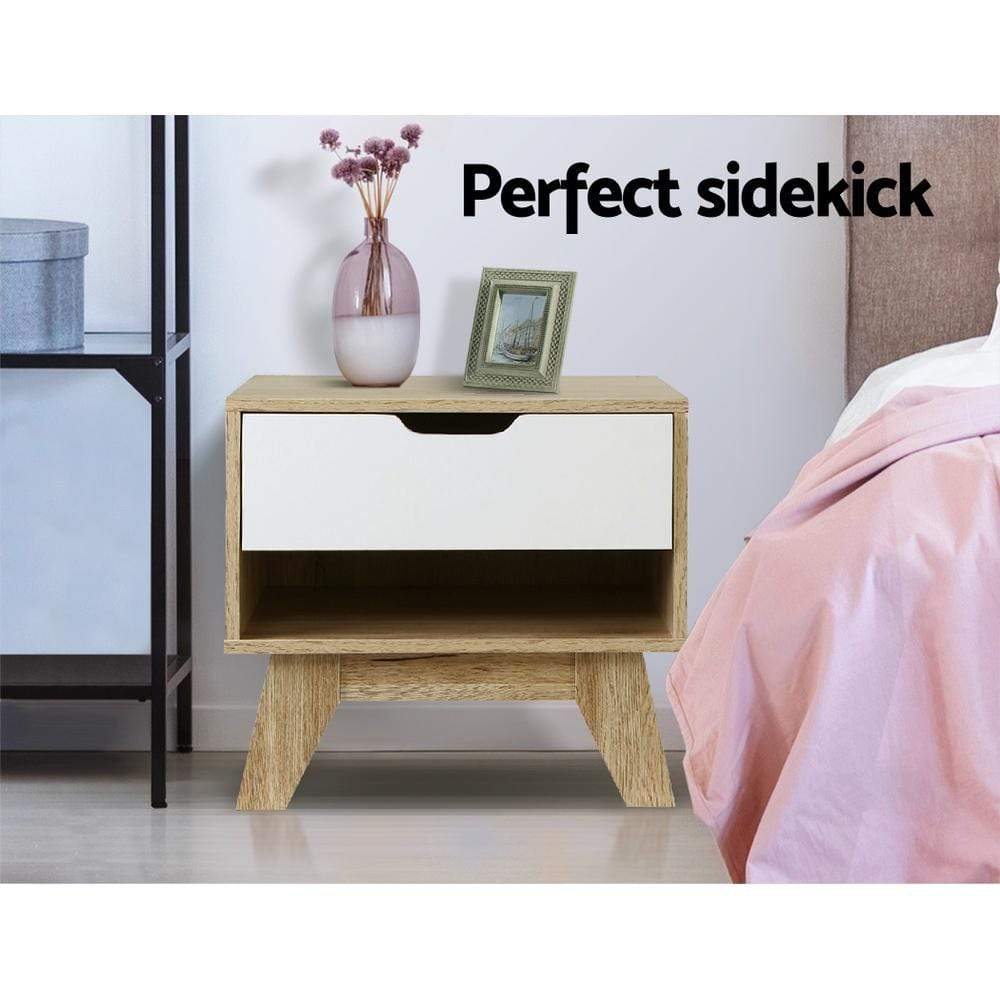 Iker Wooden Bedside Table - Newstart Furniture