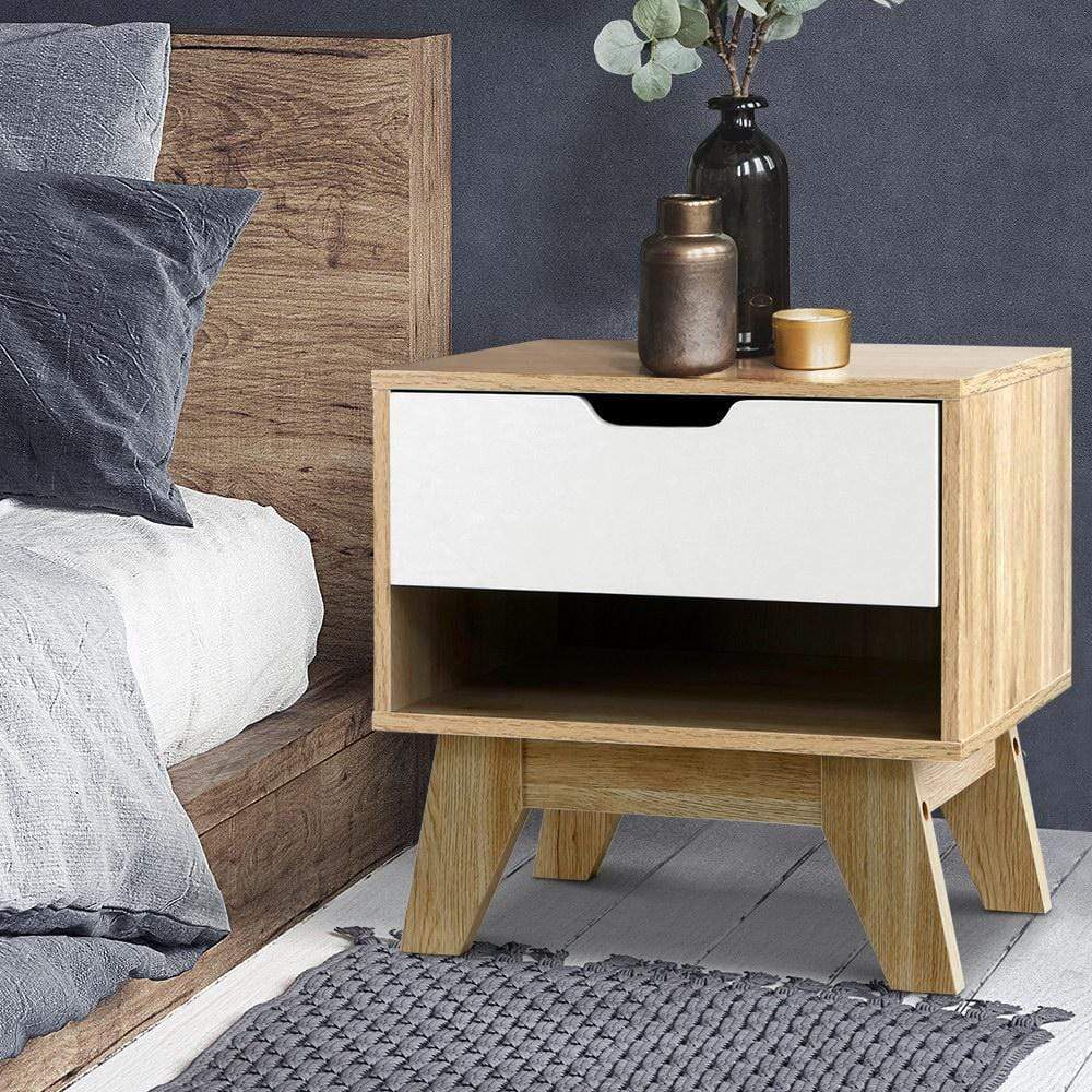 Iker Wooden Bedside Table - Newstart Furniture