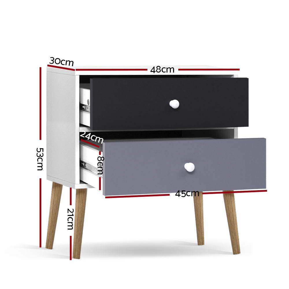 Artiss Bedside Table with Drawers - Newstart Furniture