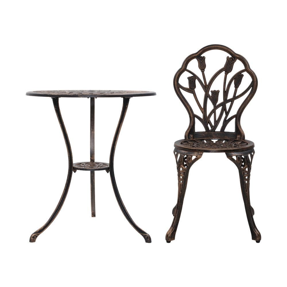 Gardeon 3 Piece Outdoor Table Set Bronze - Newstart Furniture