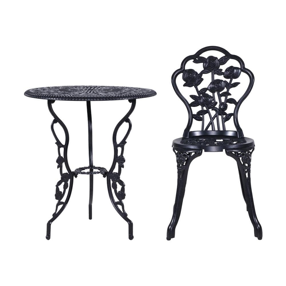 Gardeon 3 Piece Outdoor Patio Table Set Black - Newstart Furniture