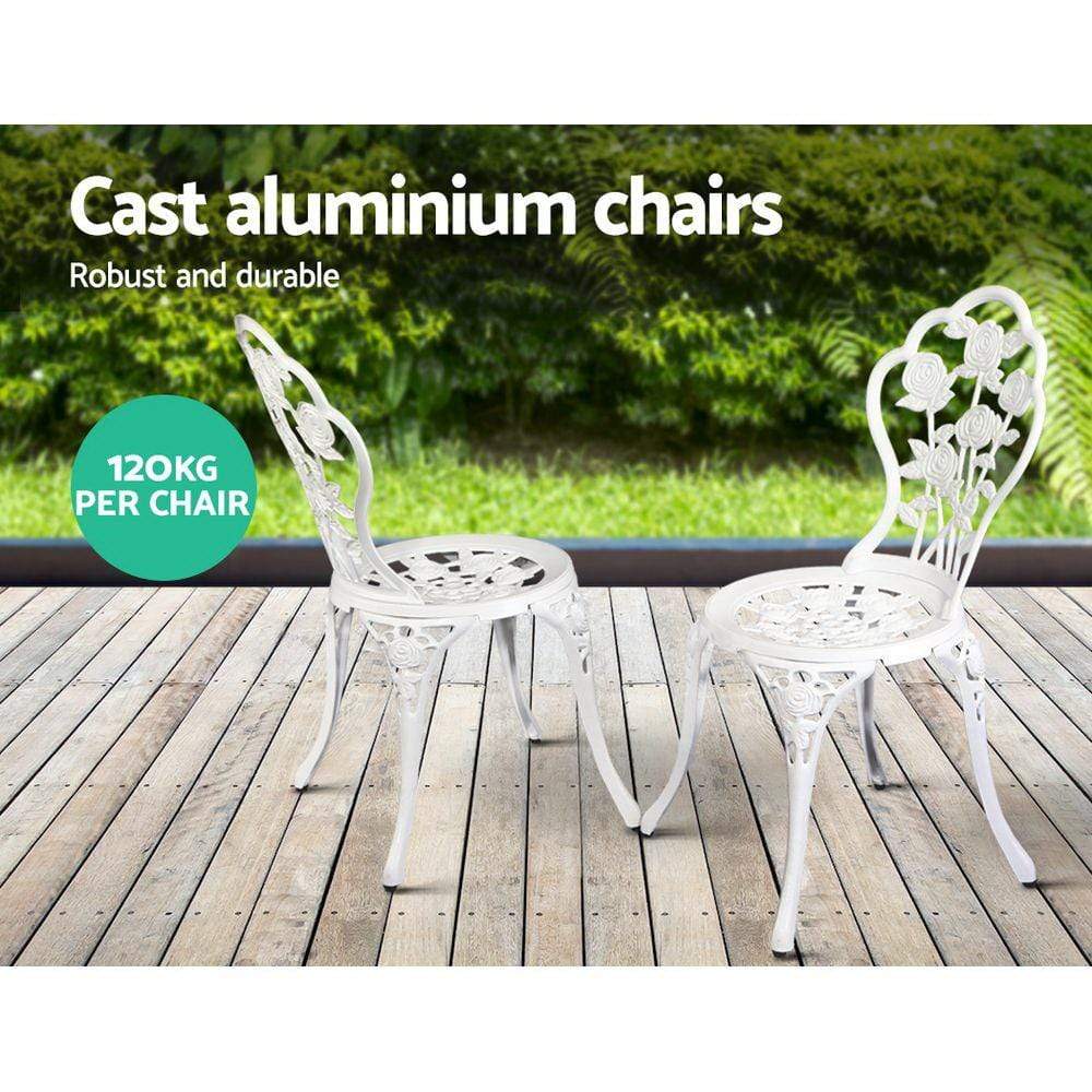 Gardeon 3 Piece Outdoor Patio Table Set White - Newstart Furniture