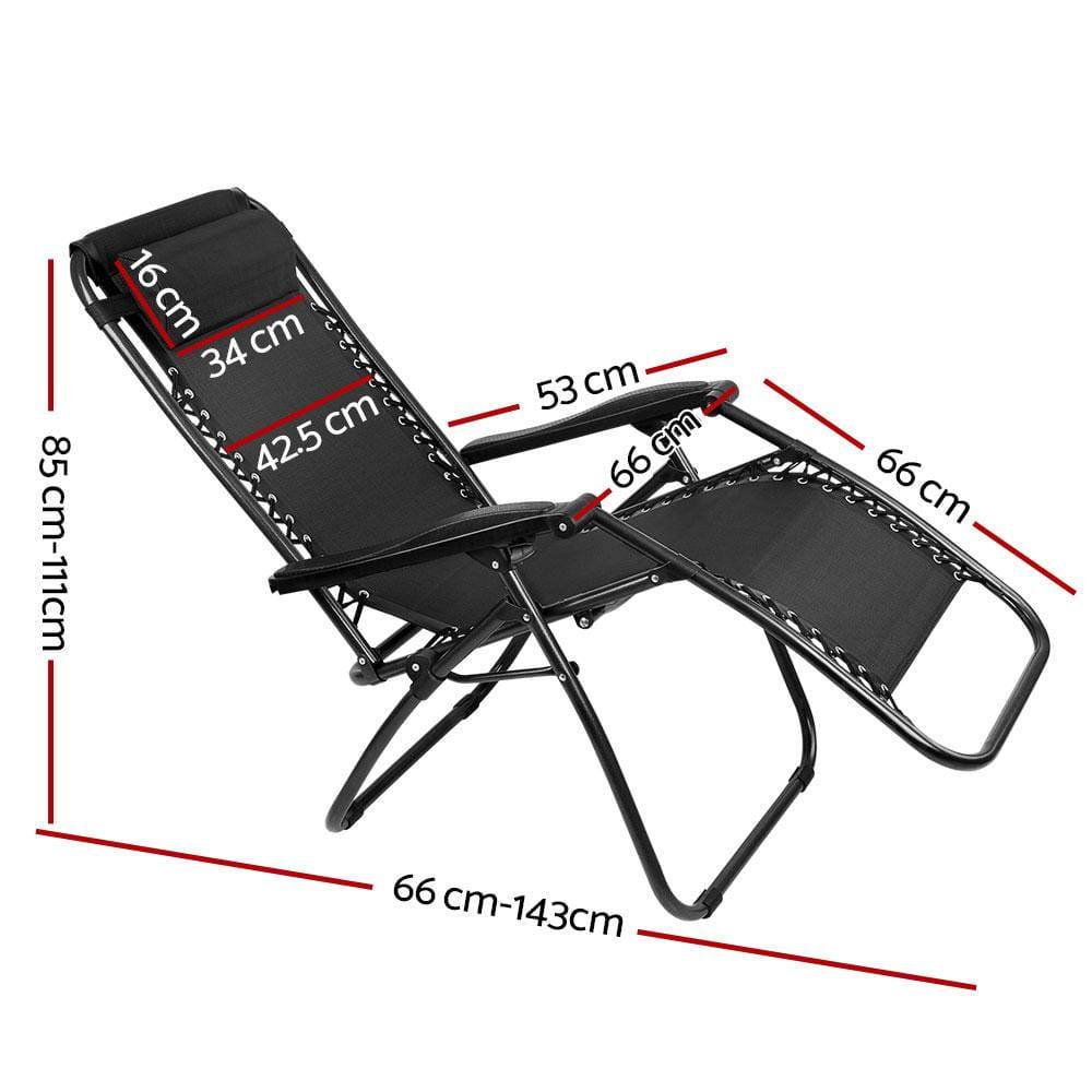 Gardeon Recliner Foldable Outdoor Chair Black - Newstart Furniture