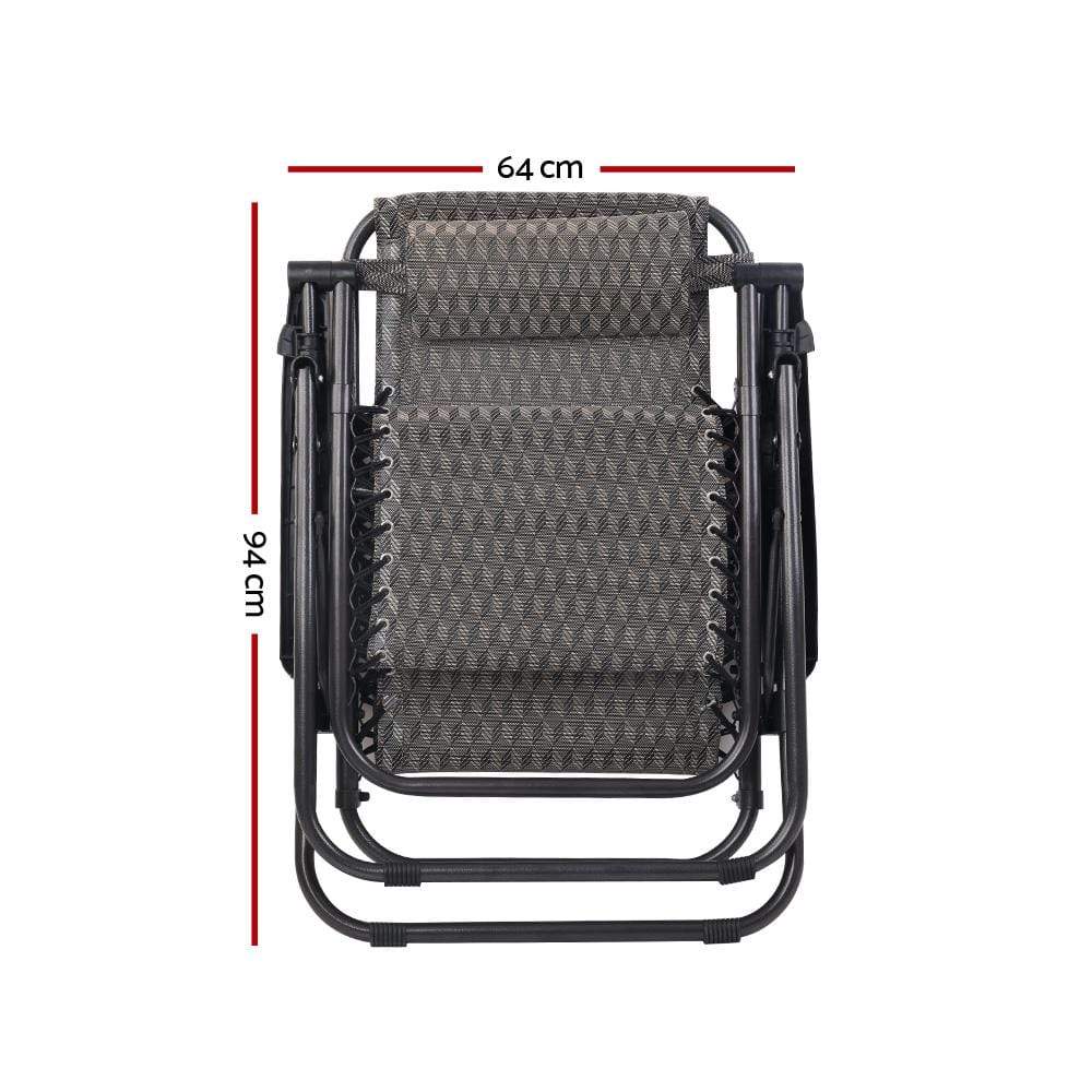 Gardeon Recliner Foldable Outdoor Chair Grey 2PC - Newstart Furniture