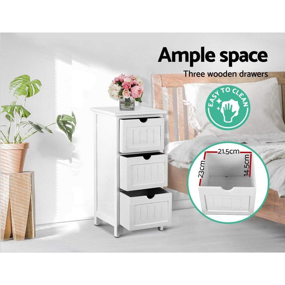 Artiss Bedside Table - White - Newstart Furniture