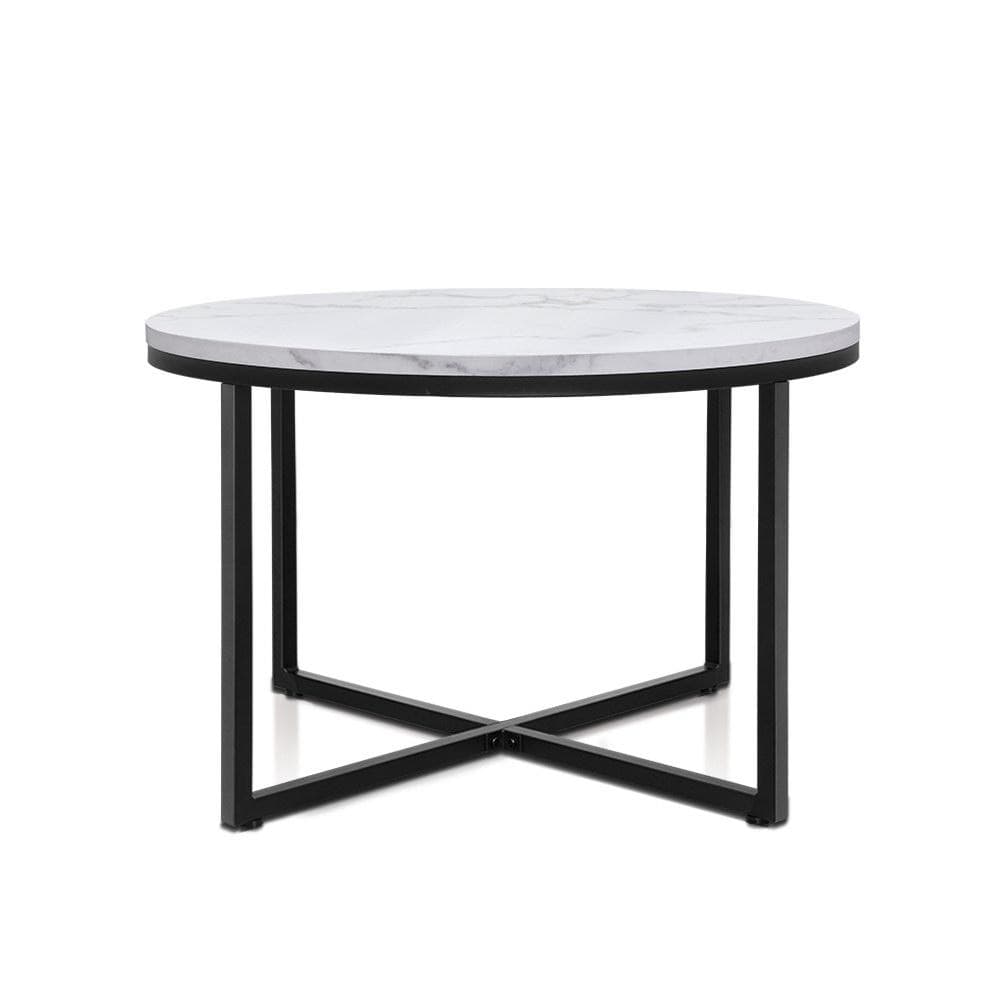Marble Effect Coffee Table Side Table 70X70CM - Newstart Furniture