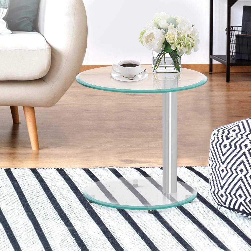Cali Oval  2 Tier Coffee Table Tempered Glass - Newstart Furniture