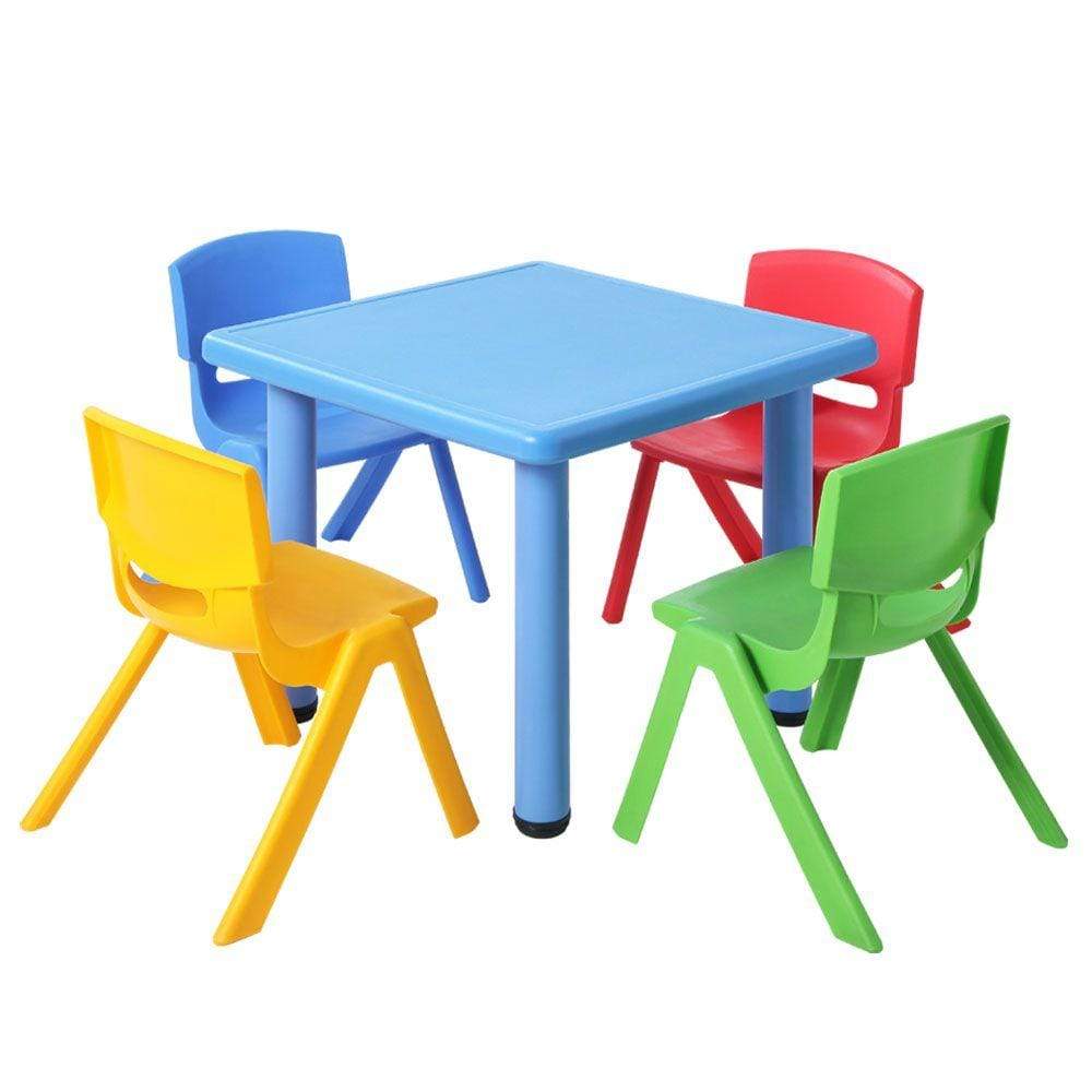 Keezi 5 Piece Kids Table and Chair Set - Blue - Newstart Furniture