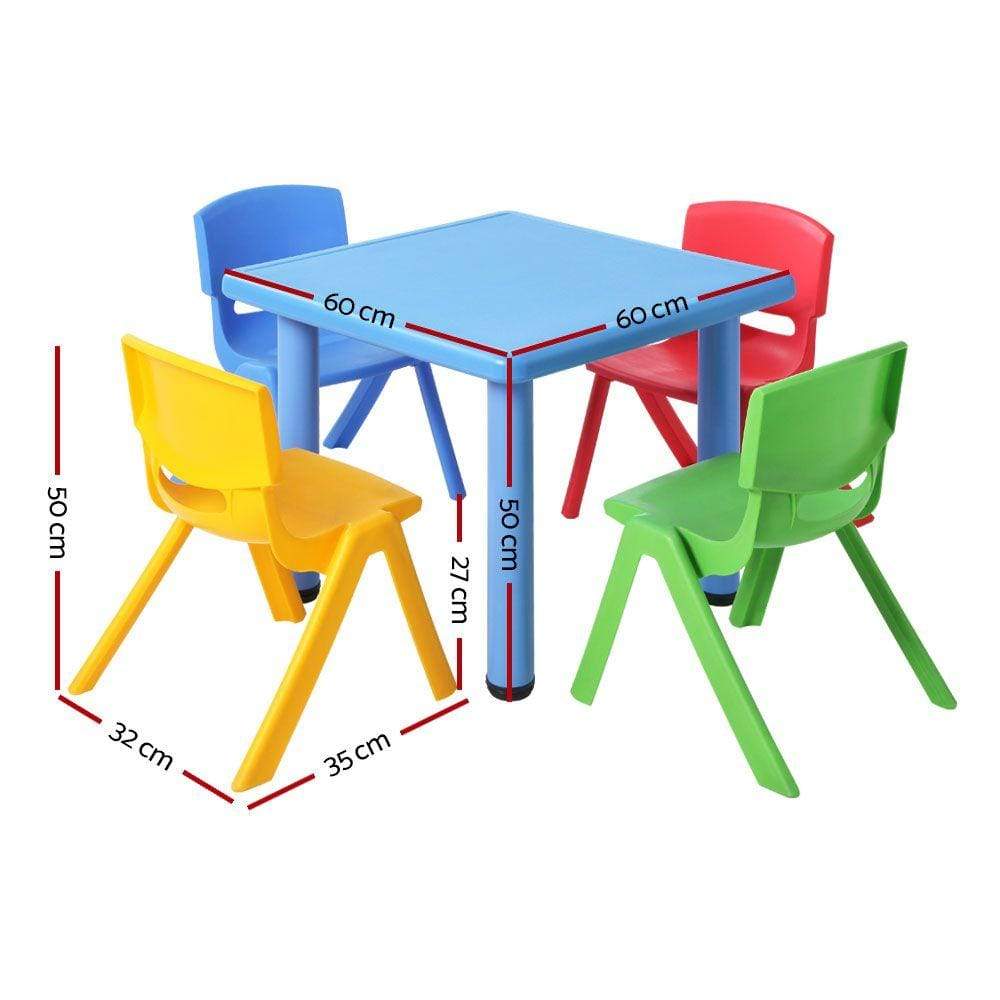Keezi 5 Piece Kids Table and Chair Set - Blue - Newstart Furniture