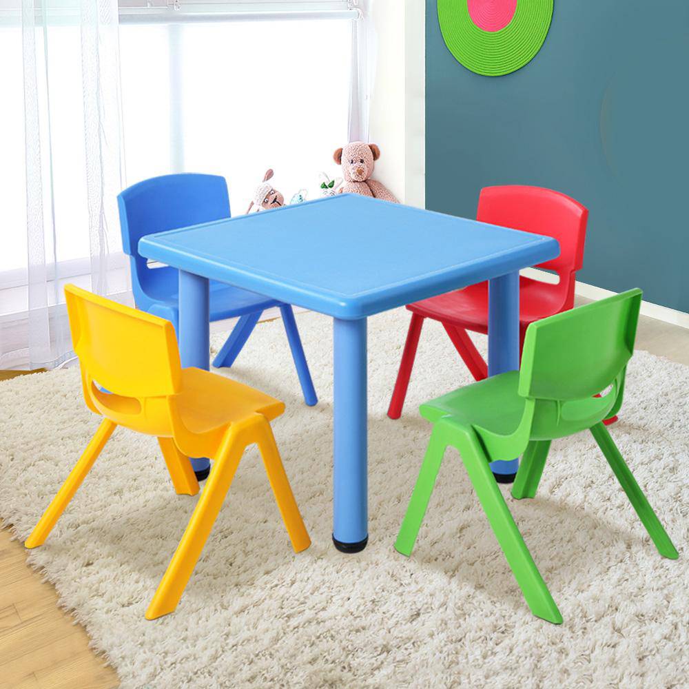 Keezi 5 Piece Kids Table and Chair Set - Blue - Newstart Furniture