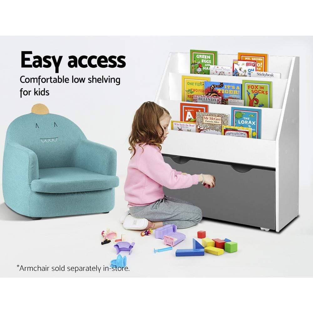Keezi Kids Bookshelf Storage Shelf Wooden White - Newstart Furniture