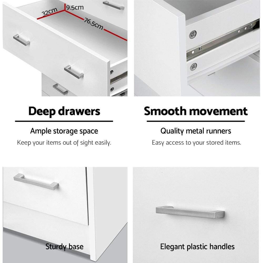 Artiss Tallboy White 6 Drawer Storage Cabinet - Newstart Furniture
