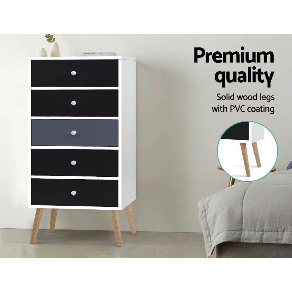 Artiss Tallboy Chest of Drawers Grey White - Newstart Furniture