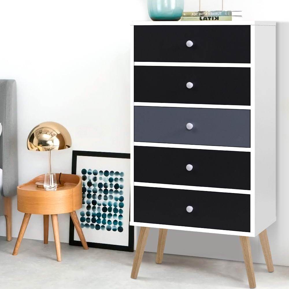 Artiss Tallboy Chest of Drawers Grey White - Newstart Furniture