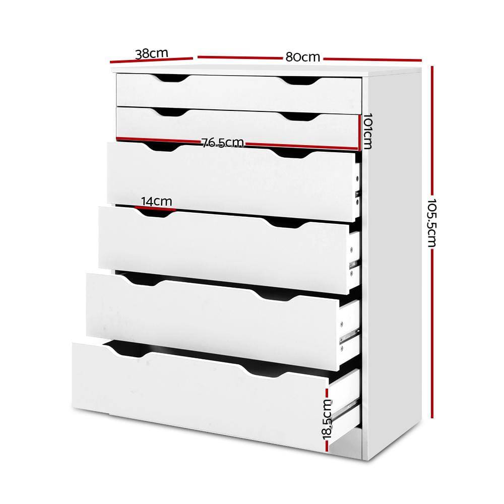 Artiss Tallboy Chest of Drawers White - Newstart Furniture