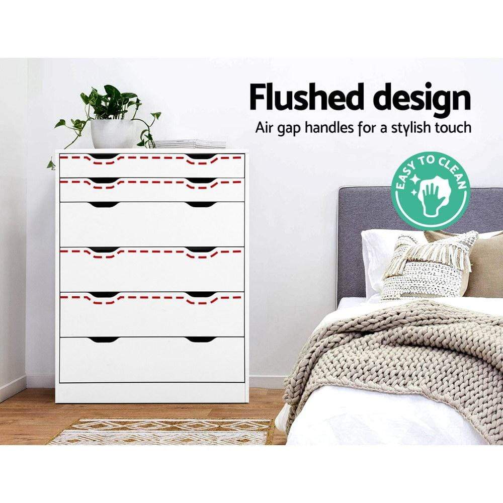 Artiss Tallboy Chest of Drawers White - Newstart Furniture