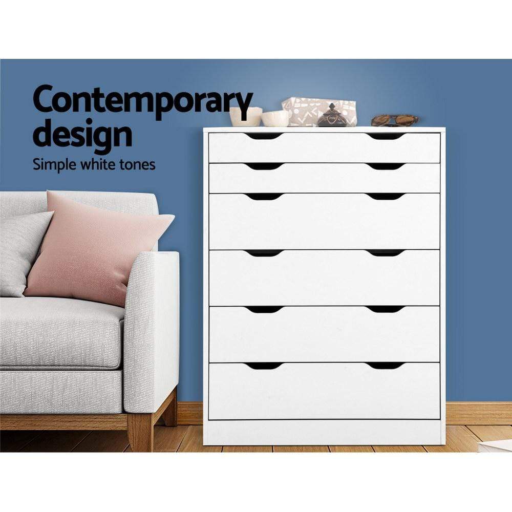 Artiss Tallboy Chest of Drawers White - Newstart Furniture