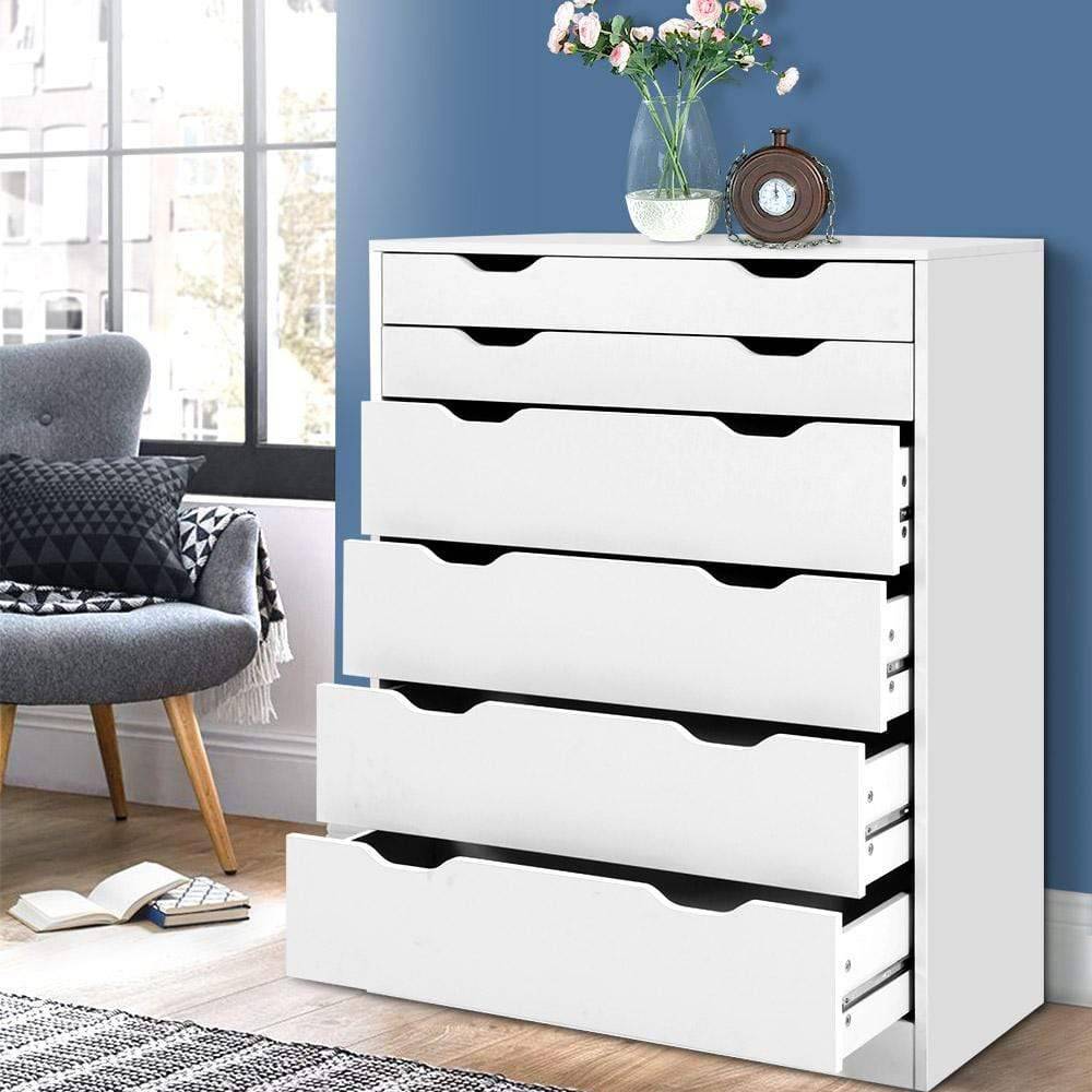 Artiss Tallboy Chest of Drawers White - Newstart Furniture