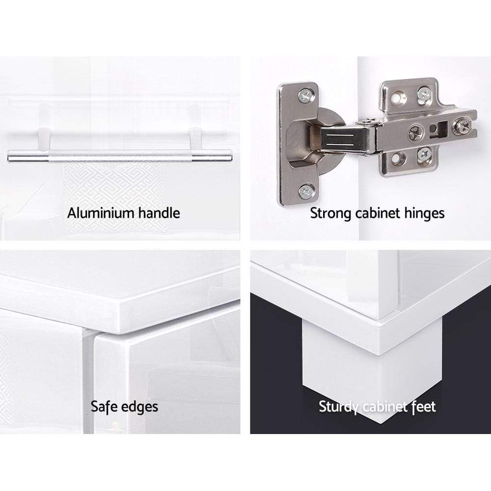 Artiss High Gloss Sideboard Storage Cabinet White - Newstart Furniture