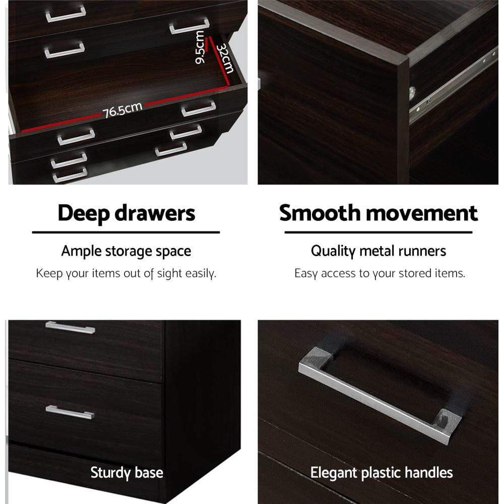 Artiss Tallboy 6 Drawers Storage Cabinet Walnut - Newstart Furniture