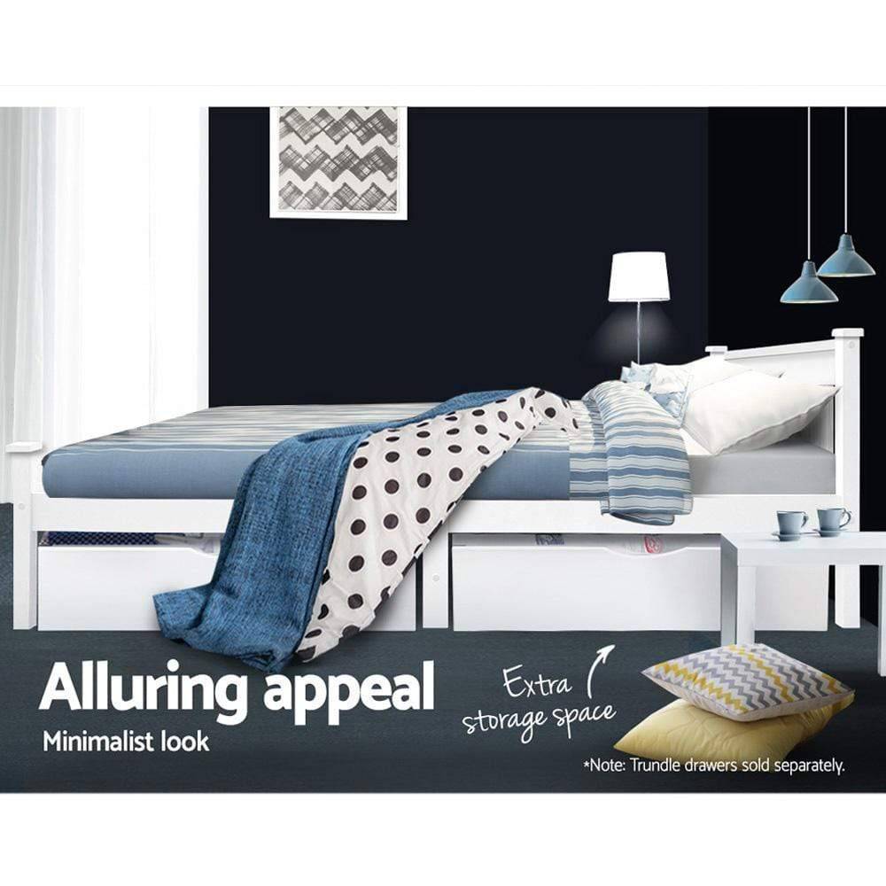Artiss Queen Size Wooden Bed Frame Kids Adults Timber - Newstart Furniture