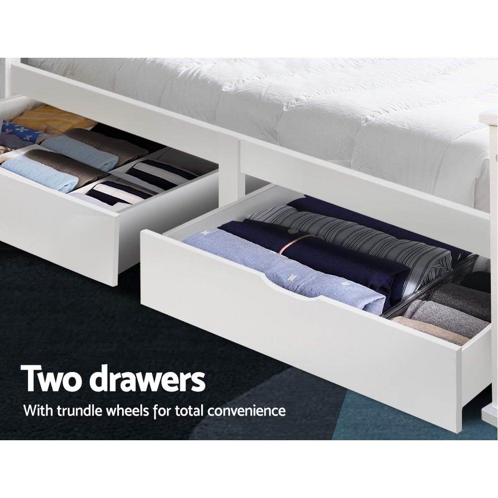 Rio Artiss Wooden Bed Frame Single with Storage Drawers - Newstart Furniture