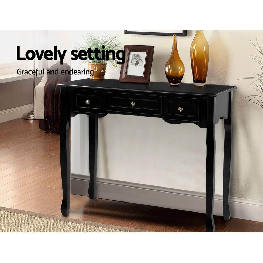 Artiss Hallway Table Black 3 Drawers - Newstart Furniture