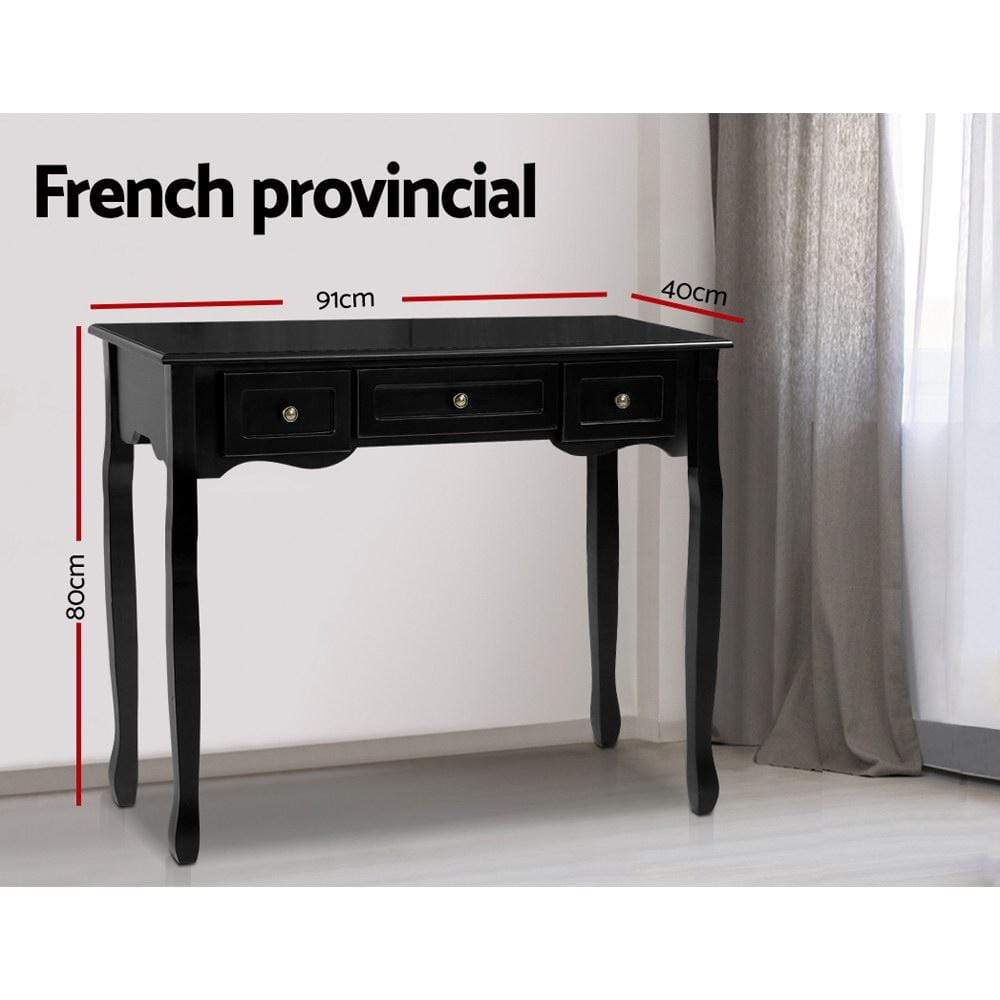 Artiss Hallway Table Black 3 Drawers - Newstart Furniture