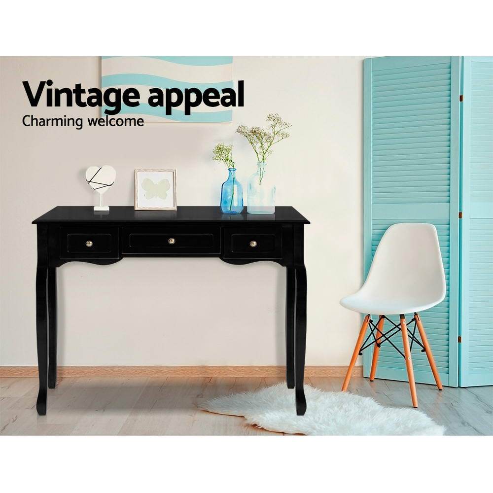 Artiss Hallway Table Black 3 Drawers - Newstart Furniture