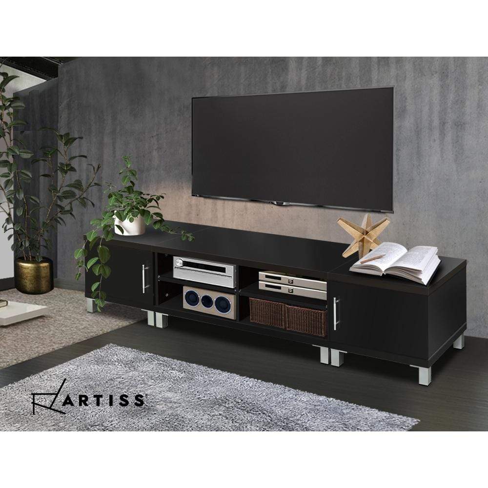 Artiss Entertainment Unit with Cabinets Black - Newstart Furniture