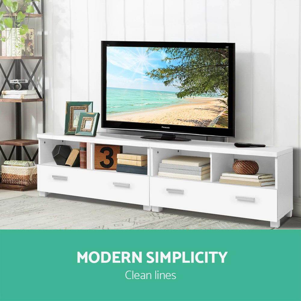 Artiss TV Stand Entertainment Unit with Drawers White - Newstart Furniture