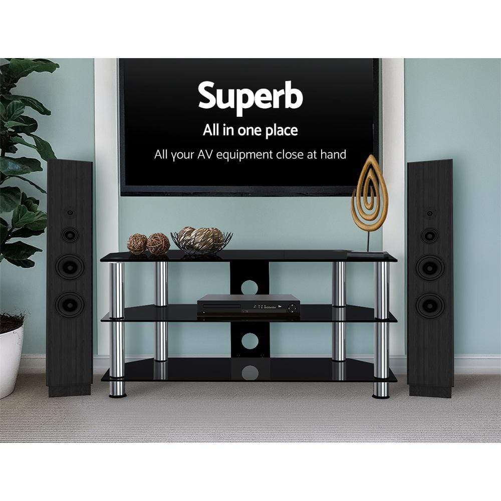 Artiss TV Cabinet Stand Entertainment Unit Glass 3 Tiers - Newstart Furniture