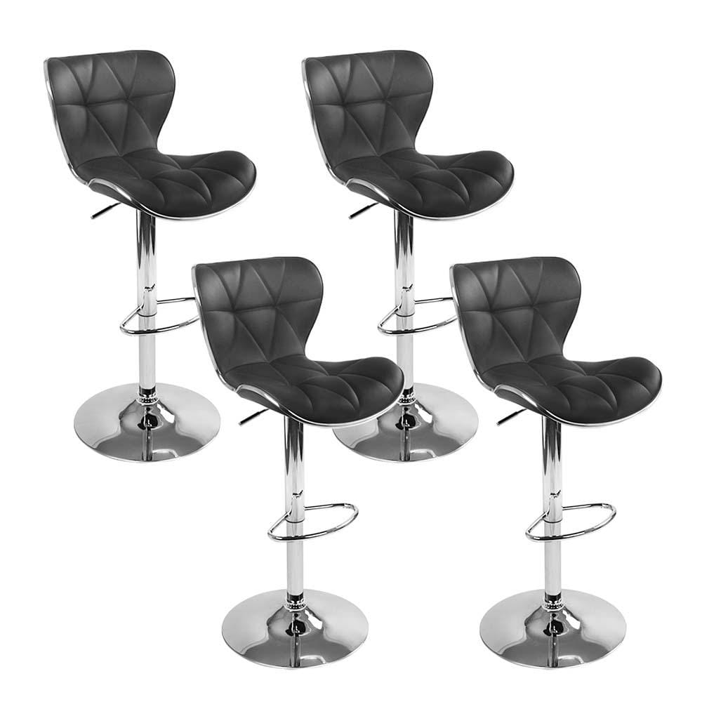 Artiss Set of 4 PU Leather Patterned Bar Stools - Black and Chrome - Newstart Furniture