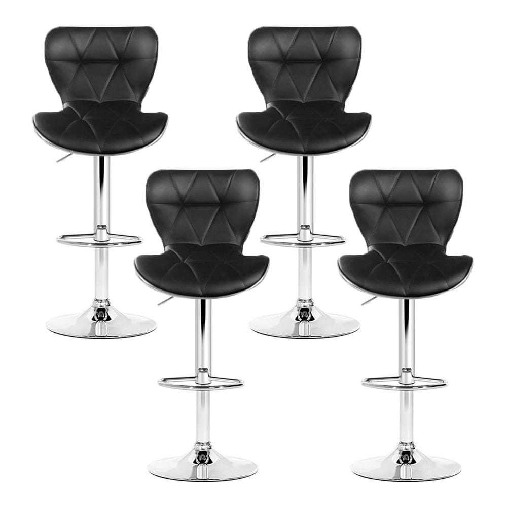 Artiss Set of 4 PU Leather Patterned Bar Stools - Black and Chrome - Newstart Furniture