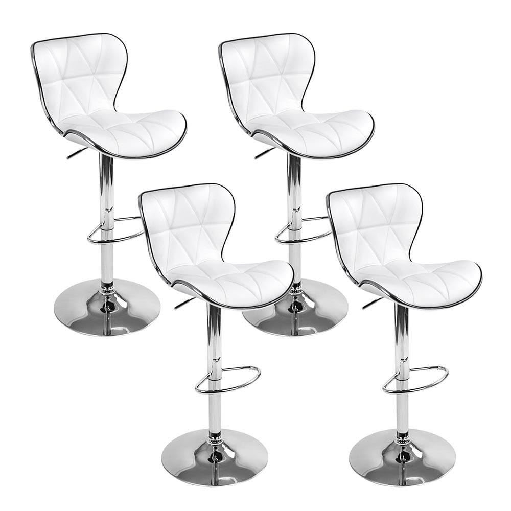 Artiss Set of 4 PU Leather Patterned Bar Stools - White and Chrome - Newstart Furniture